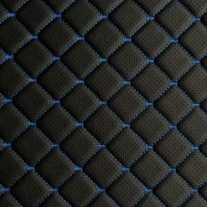 Екошкіра чорна з синьою ниткою  